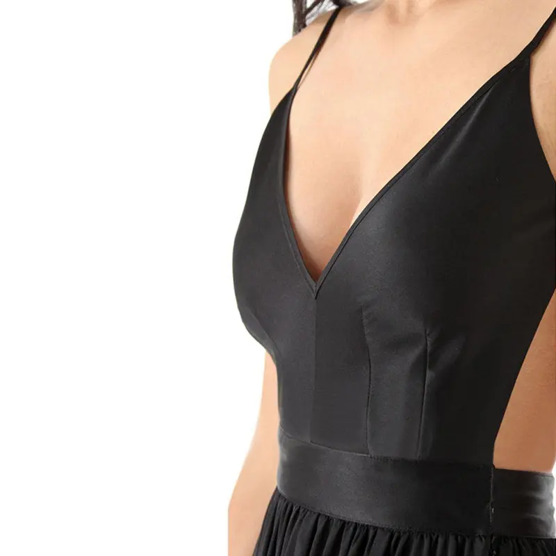 Backless Sexy Deep V Neck Party Dresses Floor Length Elegant Dress Formal Pleated Sleeveless Long Dress 8