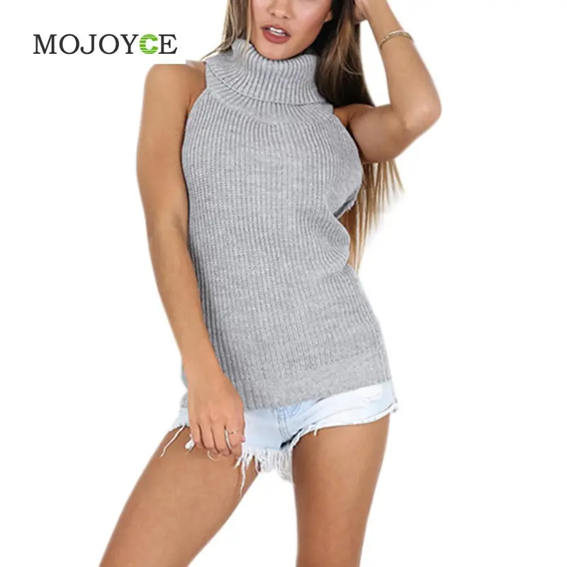 Backless Sleeveless Women Sweaters And Pullovers Turtleneck Knitted Regular Sweater Cardigan Women Pullover Tops Cardigans 2