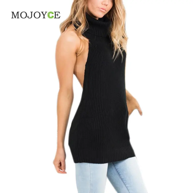 Backless Sleeveless Women Sweaters And Pullovers Turtleneck Knitted Regular Sweater Cardigan Women Pullover Tops Cardigans 3