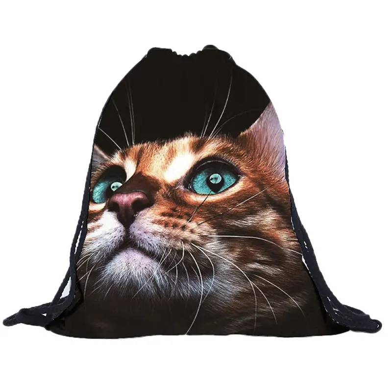 Backpack Backpacks 3D Cat Printing Bags Drawstring Backpacks Mochilas Mujer Bolsa Feminina 1