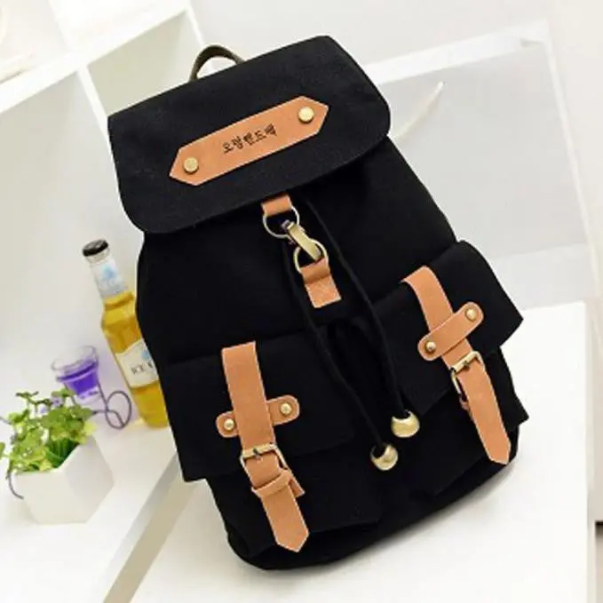 Backpack School Bags For Teenagers Girl Dual College Wind Canvas Shoulder Bag Korean Style Schoolbags Leisure Backpacks 1