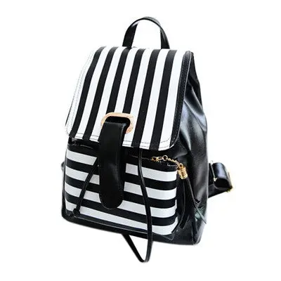Backpack School Bags For Teenagers Girls Pu Leather Korean Style Travel Backpacks Satchel Tassels Stripe Rucksack 1