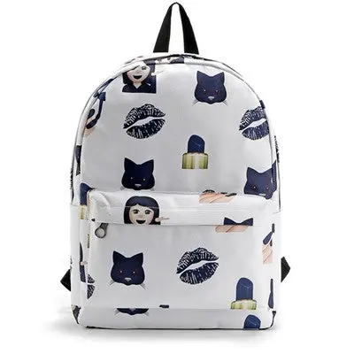 Backpack School Travel Bag Backpacks Women Famous S Bolsos Mujer Emoji Printing Bookbag Rucksack 1