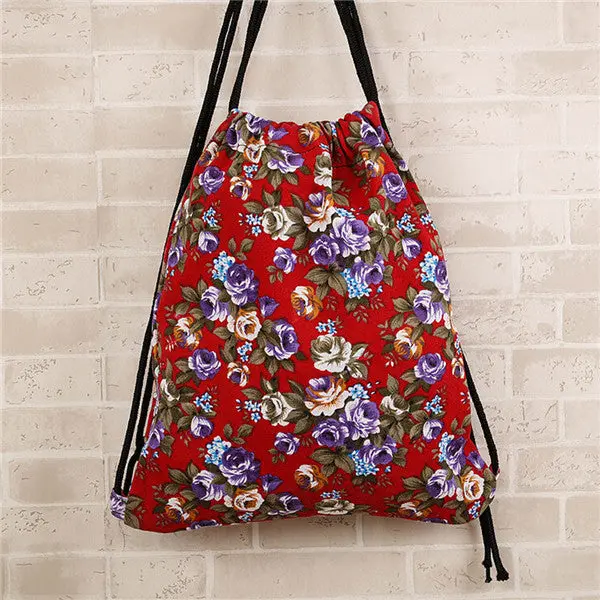 Backpack Women Backpack Casaul Girl Floral Printing Bags Drawstring Backpacks For Girls Teenage Bag 7