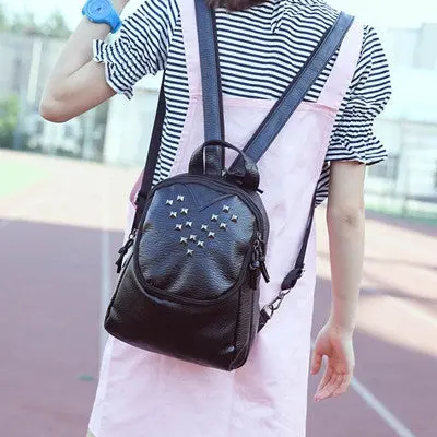 Backpack Women Backpacks Solid Vintage Girls School Bags For Girls Rivet Leather Women Backpack Rucksack 1