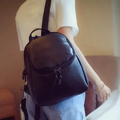 Backpack Women Bag Fringed Shoulder School Black Pu Leather Bags For Teenagers Korean Style Chest Pack 1