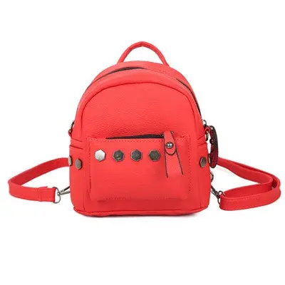 Backpack Women Casual School Bags For Teenagers Rivet Black Laptop Mini Backpacks Pu Leather 3