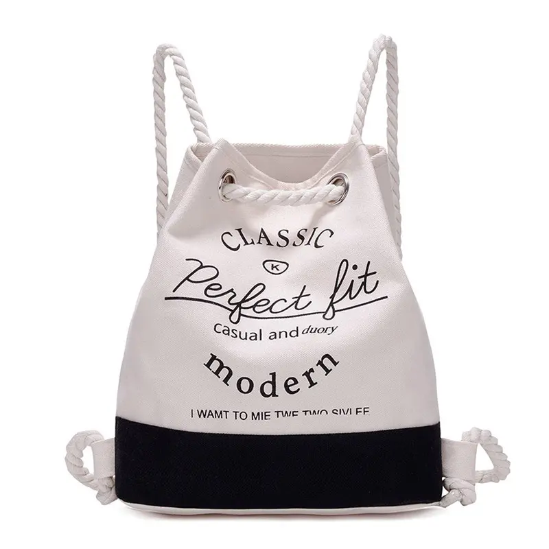 Backpack Women Letter Print Drawstring Mixed Colors Travel School Bag For Teenage Girls Backpacks Mochilas Mujer 1