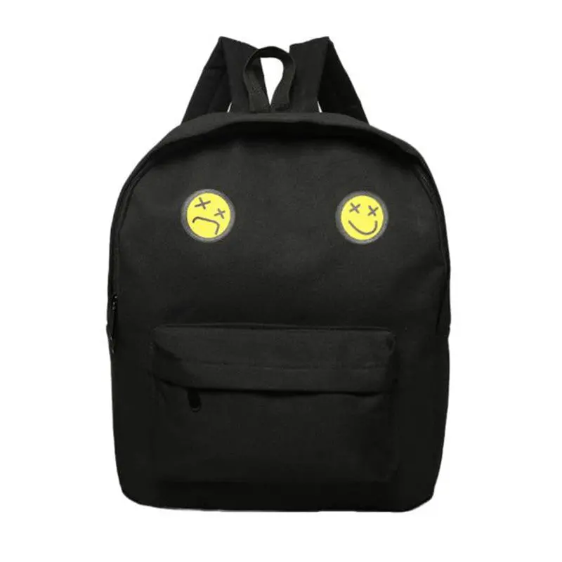 Backpack Women School Bags Emoji Travel Backpacks Canvas Korean Style Satchel Schoolbag Back Pack 1