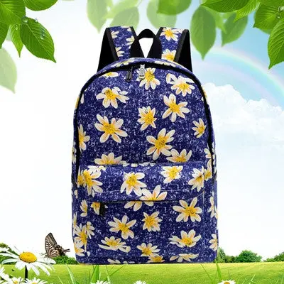 Backpack Women School Bags For Teenage Girls Canvas Rucksack Backpacks Daisy Printing Schoolbag Book Shoulder Backbag 1