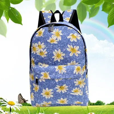 Backpack Women School Bags For Teenage Girls Canvas Rucksack Backpacks Daisy Printing Schoolbag Book Shoulder Backbag 2