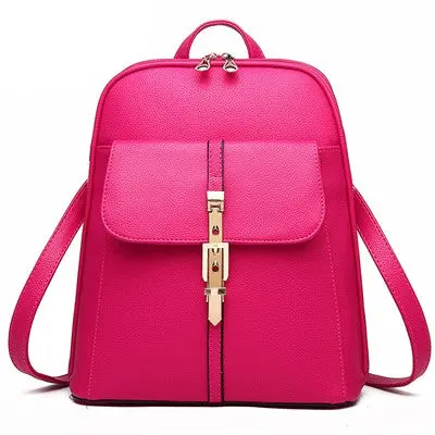 Backpack Women School Bags Pu Leather Backpacks Korean Style Schoolbags Travel Hiking Shoulder Bag Backbag 4