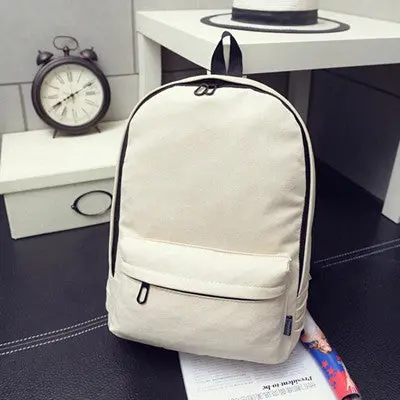 Backpacks For Women Canvas Mochila Escolar School Bags For Teenagers Girls Solid Color Bag Sac 1