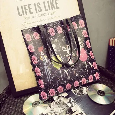 Bags Handbags Women Famous S Cartoon Printing Handbag Shoulder Bag Large Tote Ladies Purse Clutch 2