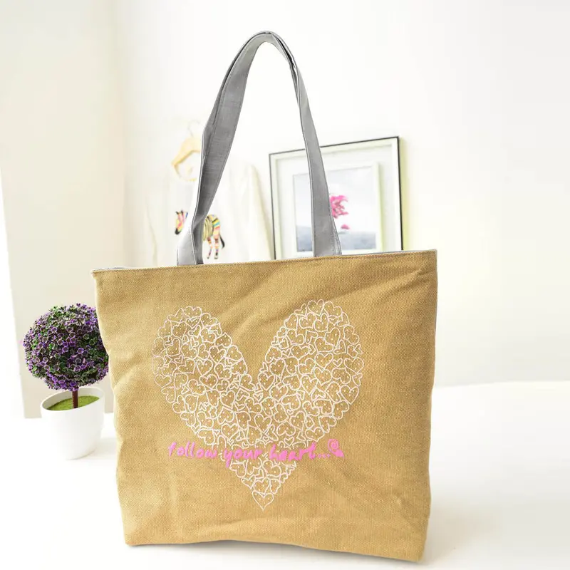 Bags Handbags Women Famous S Cute Heart Printing Canvas Shoulder Bag Casual Handbag Bolsos Femenina 2