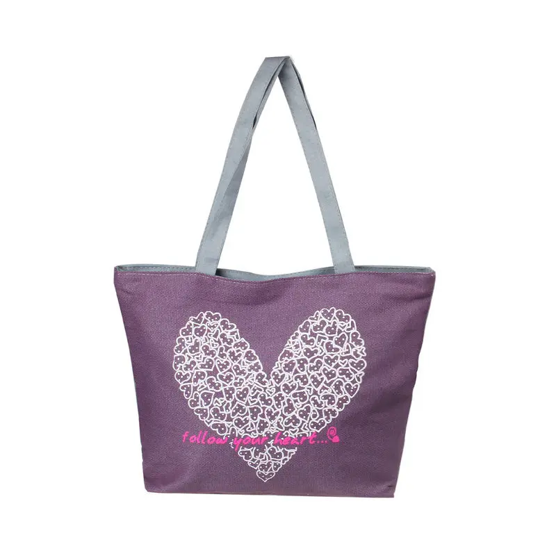 Bags Handbags Women Famous S Cute Heart Printing Canvas Shoulder Bag Casual Handbag Bolsos Femenina 3