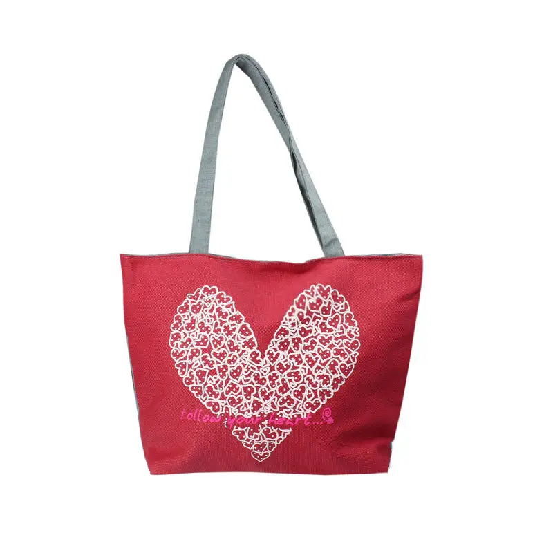 Bags Handbags Women Famous S Cute Heart Printing Canvas Shoulder Bag Casual Handbag Bolsos Femenina 4