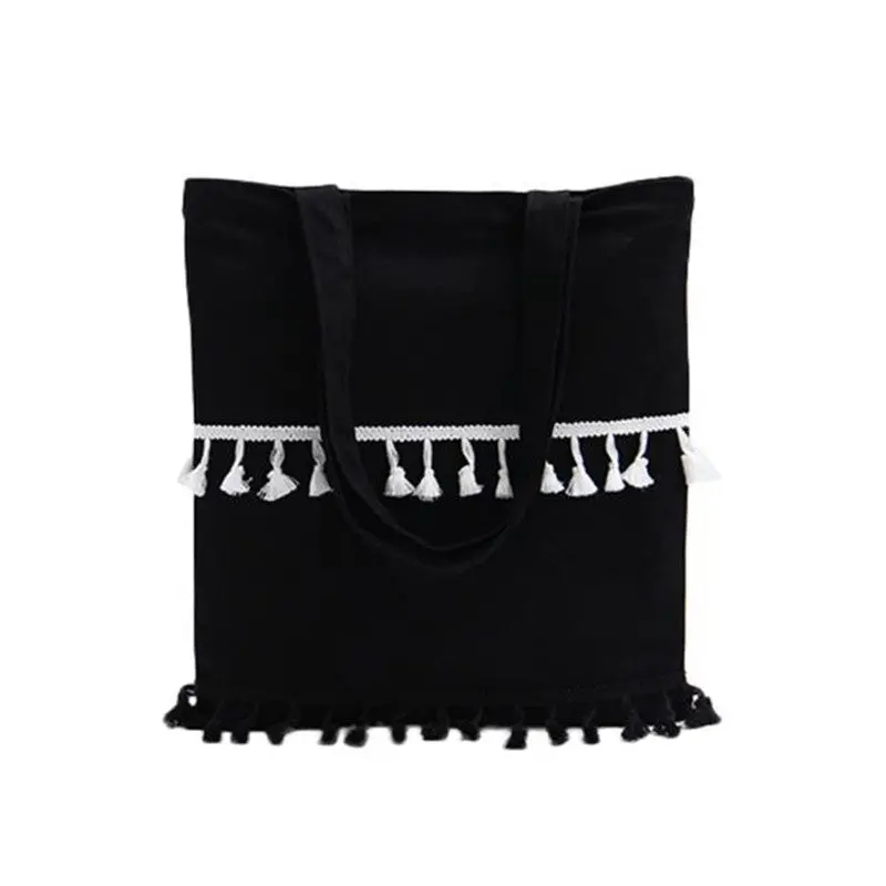 Bags Handbags Women Famous S Fringed Ladies Designer Canvas Leisure Black School Shoulder Tote Bag 1