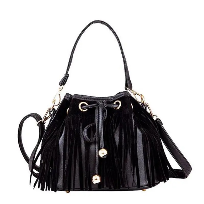 Bags Handbags Women Famous S Pu Leather Tassel Messenger Cross Body Bucket Shoulder Bag Bolsos Femenina 1