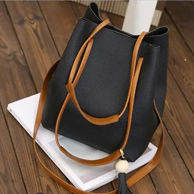 Bags Handbags Women Famous S Pu Leather Tassels Shoulder Bucket Bag With Clutch Bolsos Femenina 1