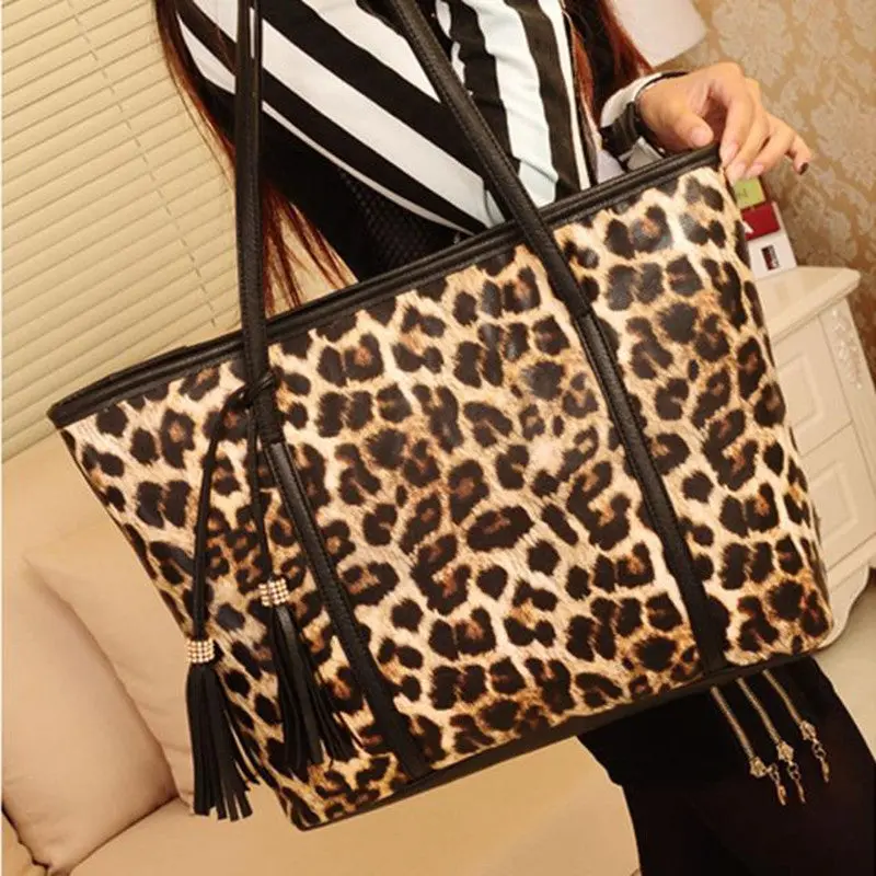 Bags Handbags Women Famous Tassel Leopard Shoulder Wallet Purse Pu Leather Messenger Bag Bolsos Femenina 2