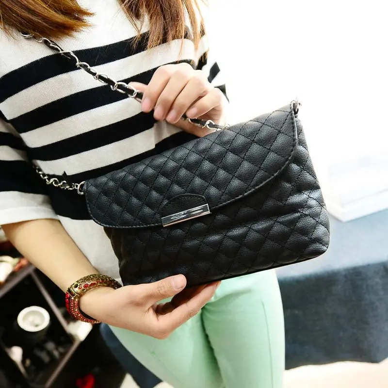 Bags Women Girl Leather Handbag Messenger Shoulder Bag Plaid Design Small Exquisite Sac For 2