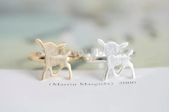 Bambi Silver Unique Fawn Rings Deerlet Rings Onta Open Ring Animals Rings R205 1