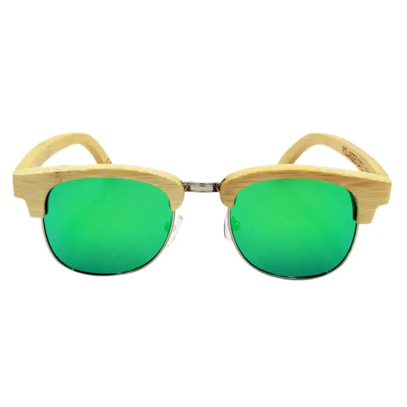 Bamboo Wood Oval Sunglassesretro Vintage Polarized Half Frame Glasses Lens Wooden Frame Handmade 1