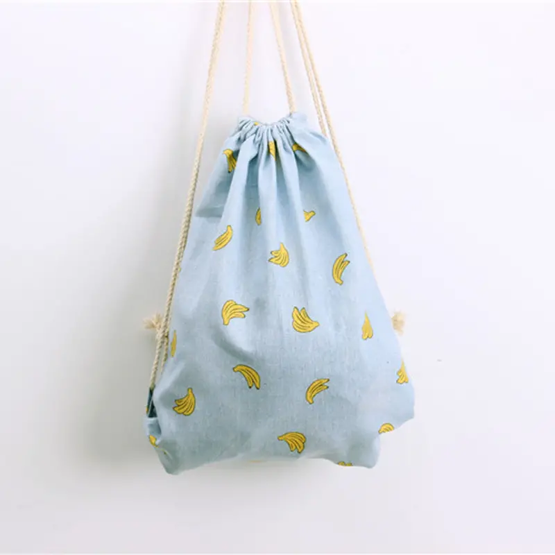 Banana Printing Canvas Backpack Women Ladies Bag For Teenager Girl Printing Rucksack Travel Mini Mochila 1