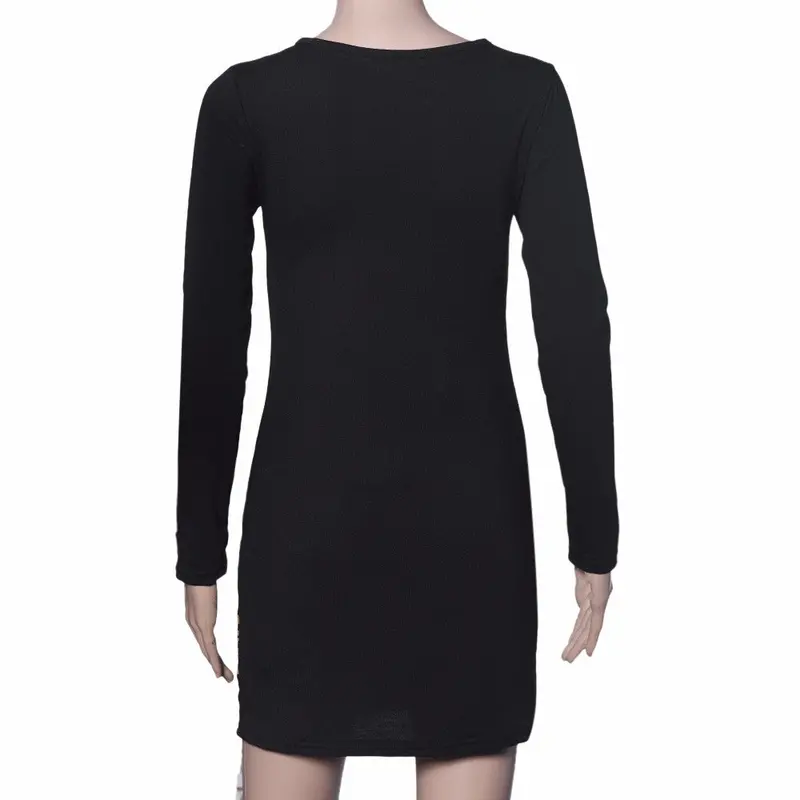 Bandage Dress Women Long Sleeve Sexy Party Plus Size Vestidos Women Sexy Printed V Neck Zip Dress Slim Robe 5