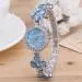 Bangle Watch Women Rhinestone Crystal Bracelet Dress Clock Flower Pattern Minimalism Stainless Steel Relogio Feminino 1