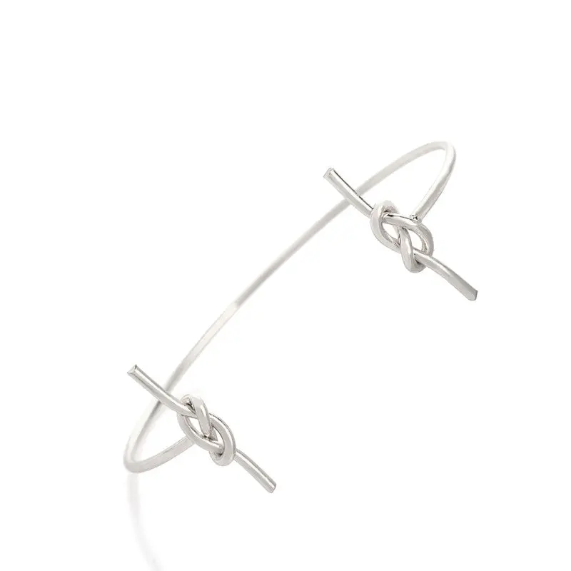 Bangles Double Knot Knotted Tie Thin Wire Warp Cuff Bracelet 10Pcs-G036 1