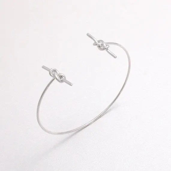 Bangles Double Knot Knotted Tie Thin Wire Warp Cuff Bracelet 10Pcs-G036 2