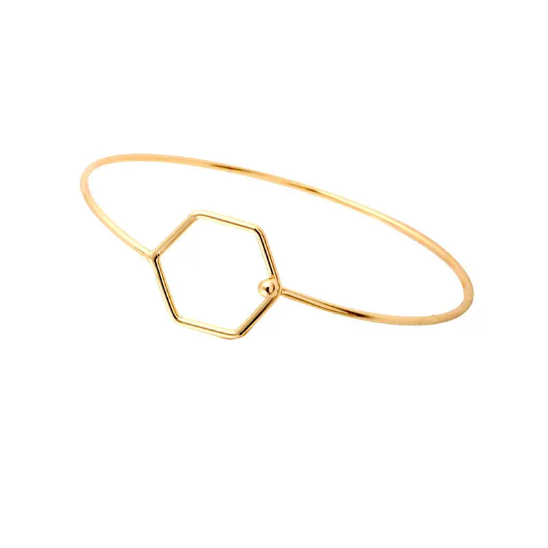 Bangles Simple Silver Plated Geometric Bangle Hexagon Bracelet Bangles 10Pcs-G032 1