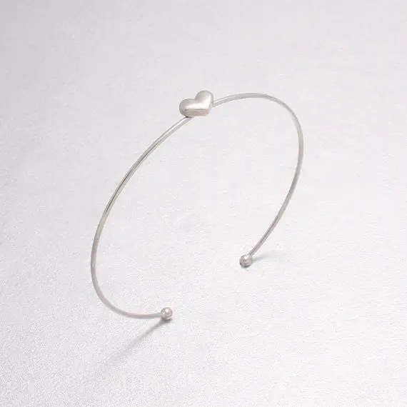 Bangles Textured Mini Size Love Heart Thin Wire Bangle Cuff Bracelet G046 1