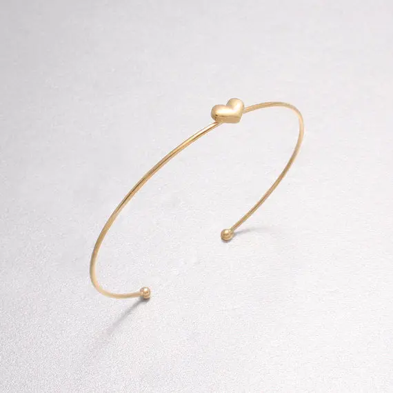 Bangles Textured Mini Size Love Heart Thin Wire Bangle Cuff Bracelet G046 2