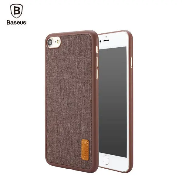 Baseus Grain Design Pc Frame Antiskid Cloth Back Case Cover For Iphone 7/7 Plus Case Cover 1