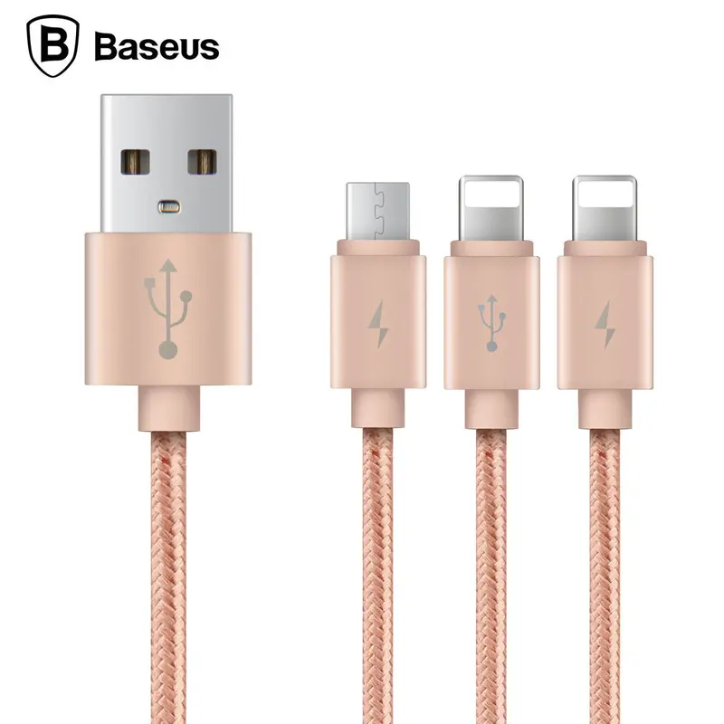 Baseus Micro Usb Charging Cable Double 1.2 M For Iphone 6S Plus For Samsung Android Original Fast Micro Dual Charging Cables 1