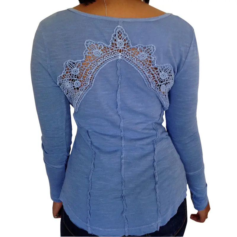 Basic T-Shirts Plus Size Women T Shirt Crochet Long Sleeve Cropped Sexy Top Tees Women Camisetas Femininas 4