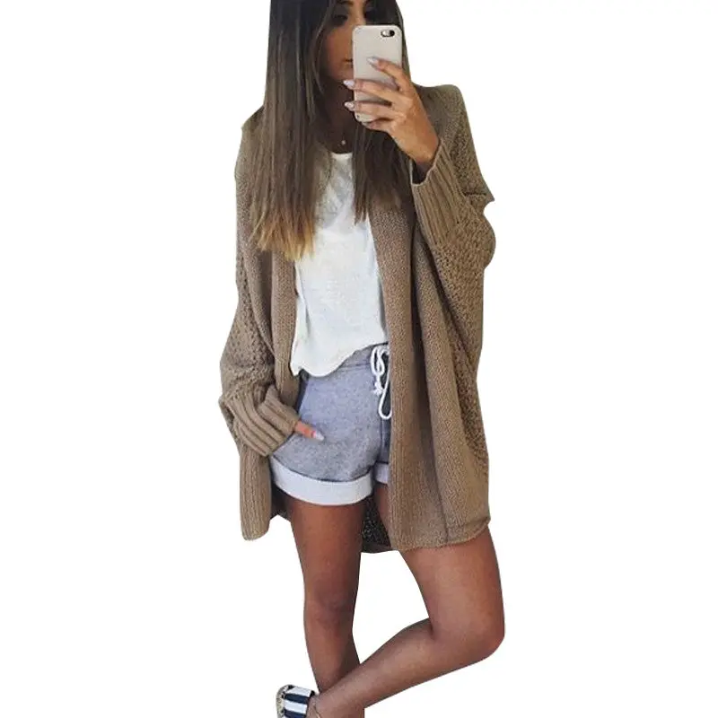 Batwing Knitted Shrug Sweater Women Tricot Warm Jumper Sweater Oversize Shawl Cardigan Sweaters 1