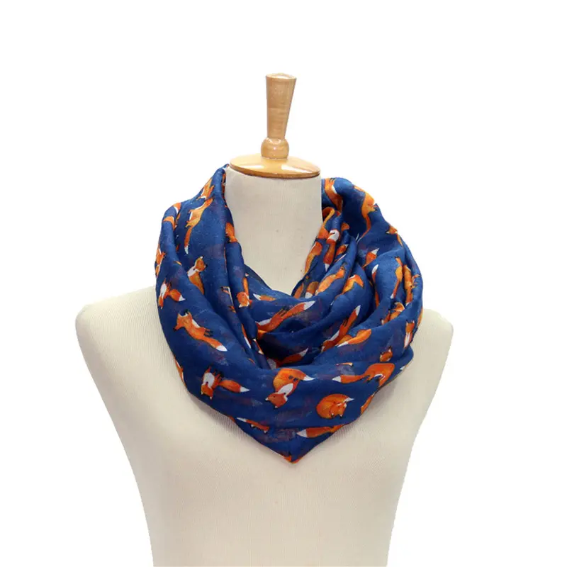 Beach Scarf From India Poncho Loose Scarves Casual Shawls Women Ladies Fox Pattern Printed Voile Wrap Scarfs 1