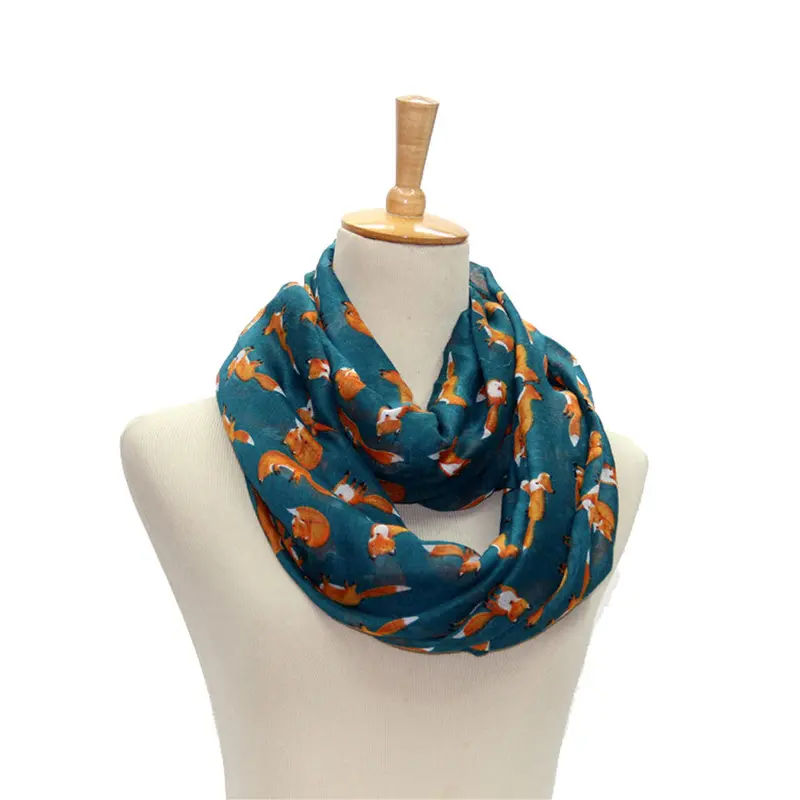 Beach Scarf From India Poncho Loose Scarves Casual Shawls Women Ladies Fox Pattern Printed Voile Wrap Scarfs 2