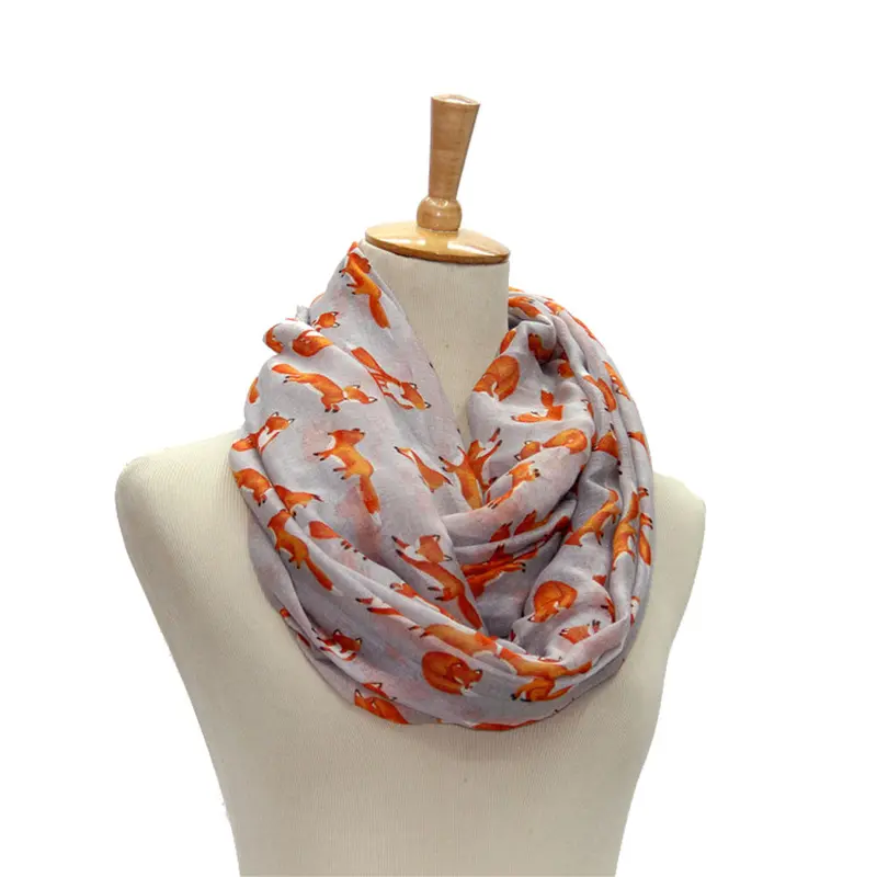Beach Scarf From India Poncho Loose Scarves Casual Shawls Women Ladies Fox Pattern Printed Voile Wrap Scarfs 3