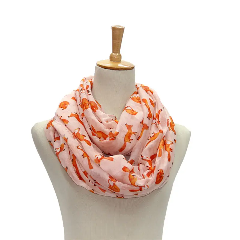 Beach Scarf From India Poncho Loose Scarves Casual Shawls Women Ladies Fox Pattern Printed Voile Wrap Scarfs 4