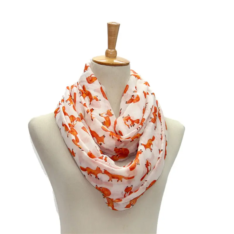 Beach Scarf From India Poncho Loose Scarves Casual Shawls Women Ladies Fox Pattern Printed Voile Wrap Scarfs 6