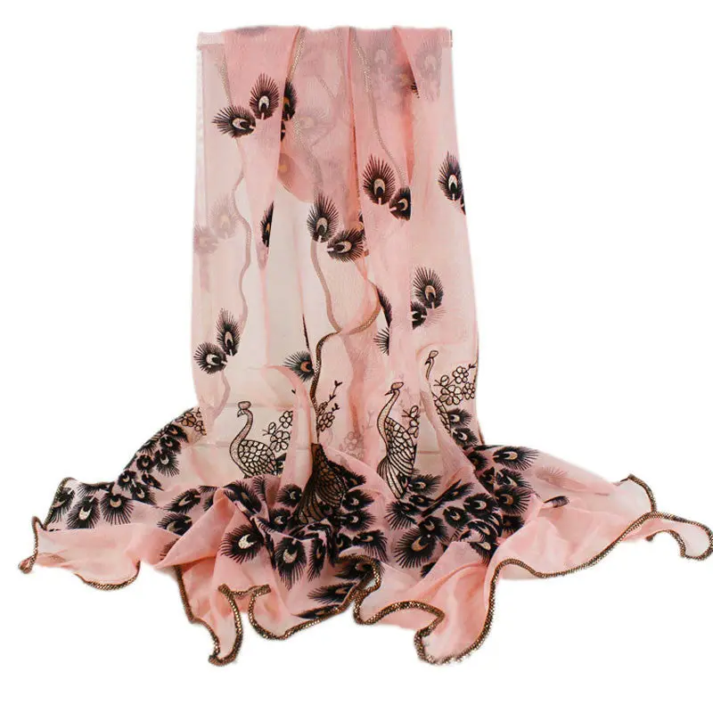 Beach Scarf From India Poncho Loose Scarves Casual Shawls Women Peacock Flower Embroidered Lace Long Soft Wrap 3