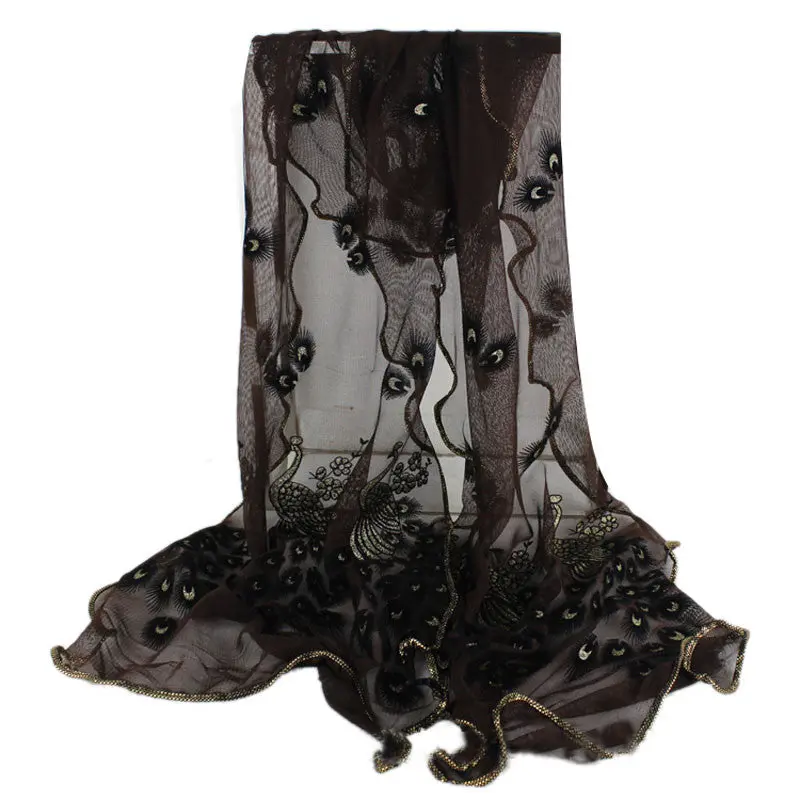 Beach Scarf From India Poncho Loose Scarves Casual Shawls Women Peacock Flower Embroidered Lace Long Soft Wrap 5