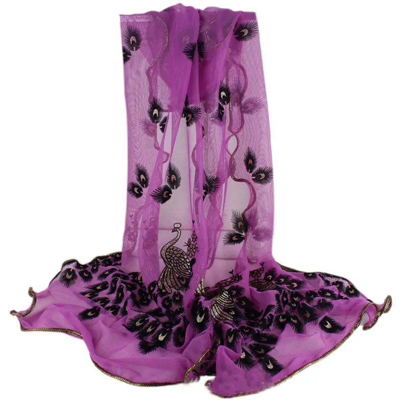 Beach Scarf From India Poncho Loose Scarves Casual Shawls Women Peacock Flower Embroidered Lace Long Soft Wrap 6