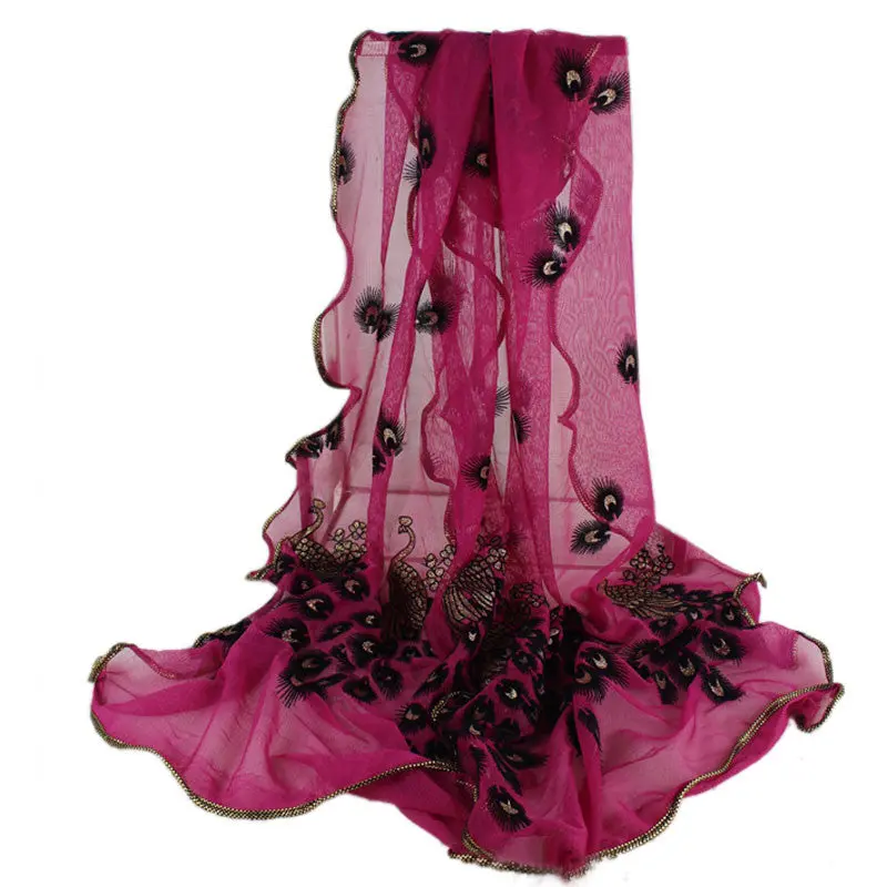 Beach Scarf From India Poncho Loose Scarves Casual Shawls Women Peacock Flower Embroidered Lace Long Soft Wrap 7