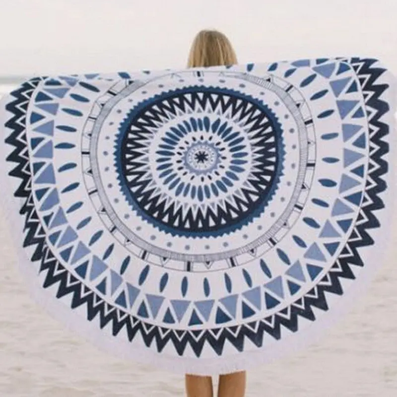 Beach Scarves Throw Roundie Mandala Pattern Sport Mat Bohemian Wrap Cachecol 1